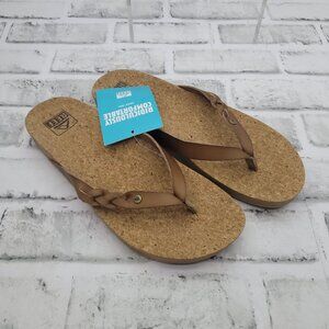 NWT Reef Cushion Court Twist Cork Sole Thong Sandal Flip Flops Coffee Size 7